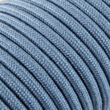 Rundes, farbiges textilummanteltes Elektrokabel aus Rohgarn in Avioblau