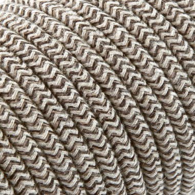 Rundes, farbiges textilummanteltes Elektrokabel aus Rohgarn in Sand und Canvas Braun