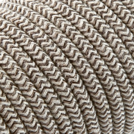 Rundes, farbiges textilummanteltes Elektrokabel aus Rohgarn in Sand und Canvas Braun