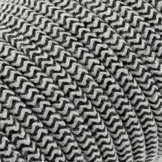 Rundes, farbiges textilummanteltes Elektrokabel aus Rohgarn in Sand und Schwarz