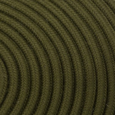 Rundes, farbiges textilummanteltes Elektrokabel aus Rohgarn im Farbton Unterholz