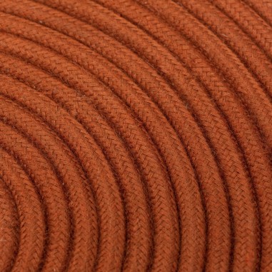 Rundes, farbiges textilummanteltes Elektrokabel aus Rohgarn in Rost