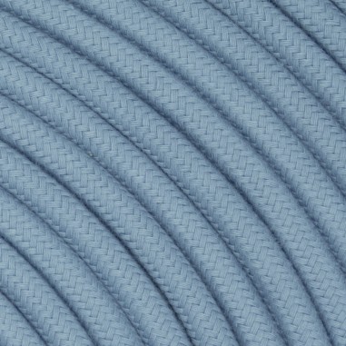 Rundes, farbiges textilummanteltes Elektrokabel aus Rohgarn in Himmelblau