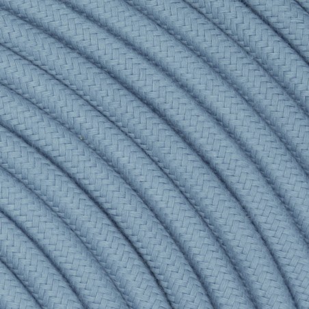 Rundes, farbiges textilummanteltes Elektrokabel aus Rohgarn in Himmelblau
