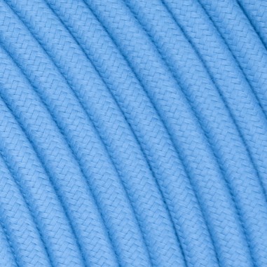 Rundes, farbiges textilummanteltes Elektrokabel aus Rohgarn in Azurblau
