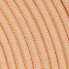 Rundes, farbiges textilummanteltes Elektrokabel aus Rohgarn in Tee