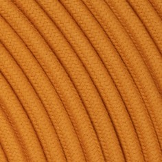 Rundes, farbiges textilummanteltes Elektrokabel aus Rohgarn in Karamell