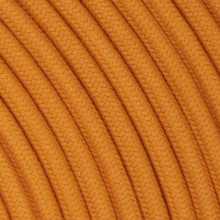 Rundes, farbiges textilummanteltes Elektrokabel aus Rohgarn in Karamell