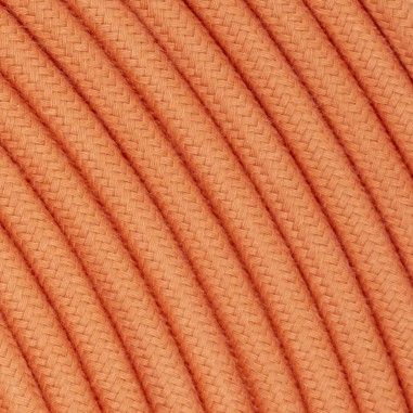 Rundes, farbiges textilummanteltes Elektrokabel aus Rohgarn in Lachs