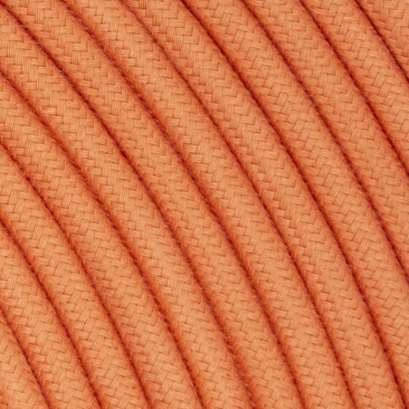 Rundes, farbiges textilummanteltes Elektrokabel aus Rohgarn in Lachs