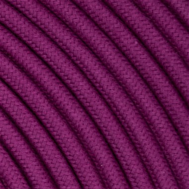 Rundes, farbiges textilummanteltes Elektrokabel aus Rohgarn in Zyklamen