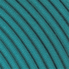 Rundes, farbiges textilummanteltes Elektrokabel aus Rohgarn in Petrolblau