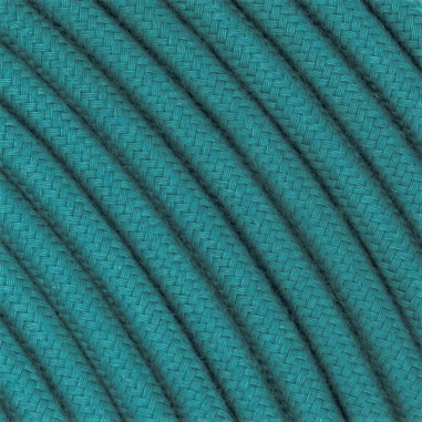 Rundes, farbiges textilummanteltes Elektrokabel aus Rohgarn in Petrolblau