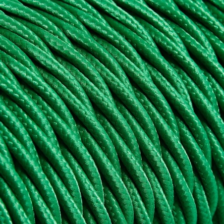 Cable eléctrico trenzado recubierto de tela verde