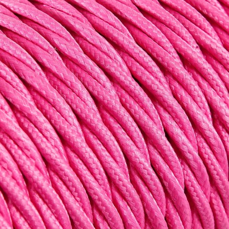 Geflochtenes, textilummanteltes Elektrokabel in Fuchsia