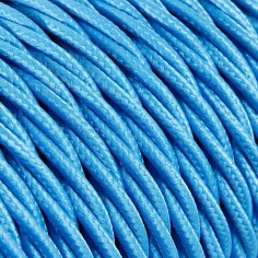 Geflochtenes, textilummanteltes Elektrokabel in Türkis