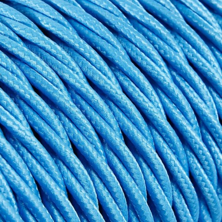 Geflochtenes, textilummanteltes Elektrokabel in Türkis