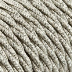 textilummanteltes Elektrokabel in Canvas Beige mit natürlicher Optik