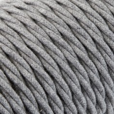 Geflochtenes, textilummanteltes Elektrokabel in Grau mit natürlicher Optik