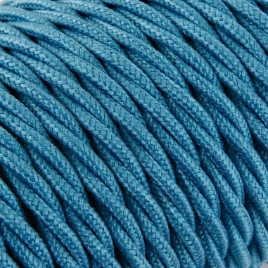 Cable eléctrico trenzado recubierto de tela turquesa