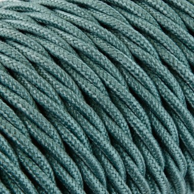 Geflochtenes, textilummanteltes Elektrokabel in Salbei mit natürlicher Optik