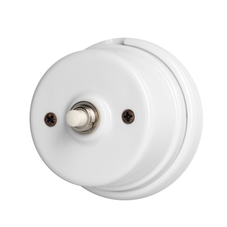 Bouton pour sonnette en porcelaine blanche - Accessoires pour l’éclairage vintage