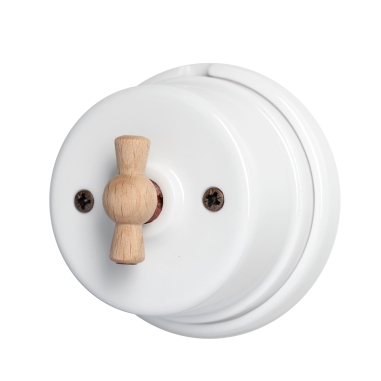 Interrupteur/Déviateur rotatif en porcelaine blanche - éclairage vintage