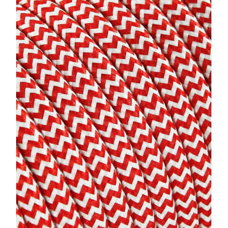 CÂBLE TEXTILE ROND BLANC/ROUGE - Câbles électriques rond gainé de tissu - Dress Light