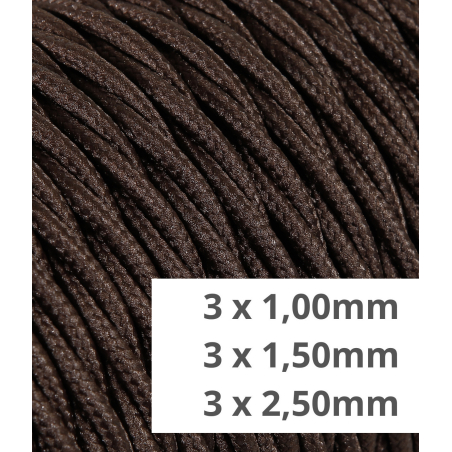 Cable eléctrico trenzado recubierto de tela marrón