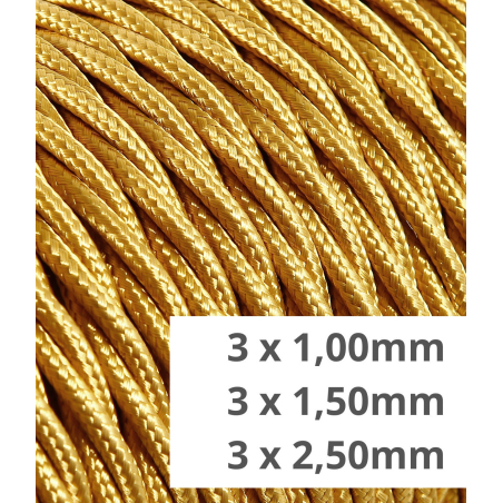 CÂBLE TEXTILE TORSADÉ POUR INSTALLATIONS OR - éclairage vintage - Dress Light