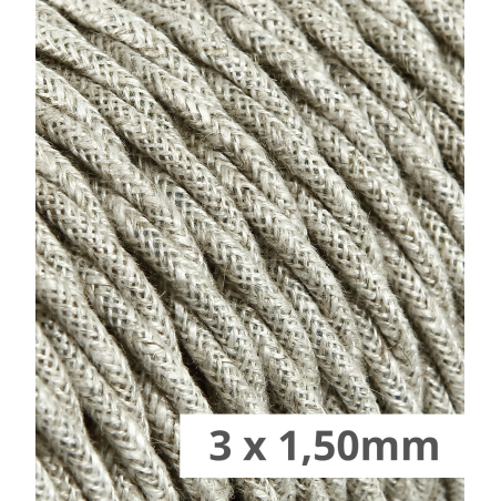 Geflochtenes, textilummanteltes Elektrokabel in Canvas Beige mit natürlicher Optik für Aufputzinstallationen