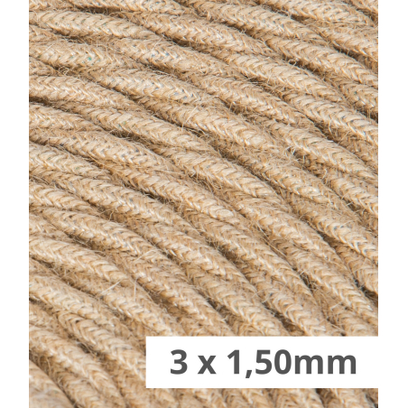 Geflochtenes, textilummanteltes Elektrokabel in Jute für Aufputzinstallationen