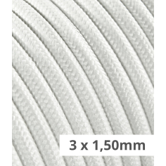 Rundes, textilummanteltes Elektrokabel in Weiß