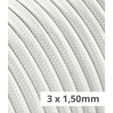 Rundes, textilummanteltes Elektrokabel in Weiß