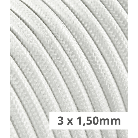 Rundes, textilummanteltes Elektrokabel in Weiß