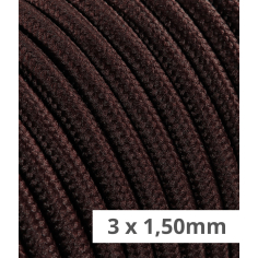 Cable eléctrico redondo revestido de tela de color marrón