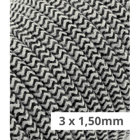 CÂBLE TEXTILE ROND 3x1,50 SABLE/NOIR - câbles textiles colorés - éclairage design
