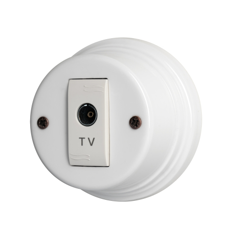 TV-Koaxialsteckdose 9,5 mm aus Porzellan - Vintage-Beleuchtung