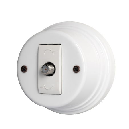 Interruptores y enchufes vintage en porcelana blanca