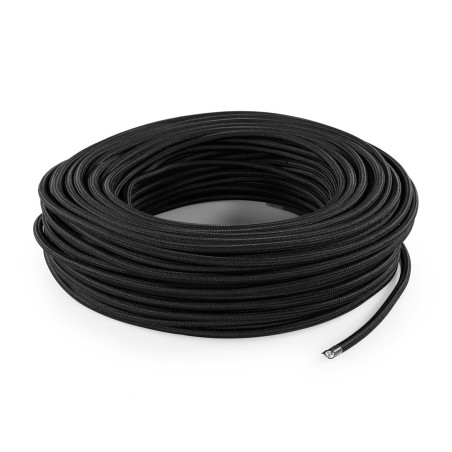 Cable eléctrico redondo recubierto de tela de color negro