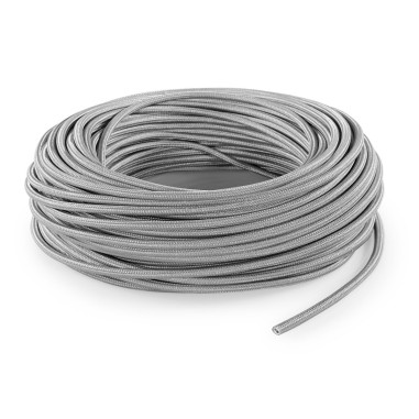 Câble électrique rond gainé de tissu coloré argenté