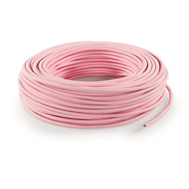 Câble électrique rond gainé de tissu coloré rose