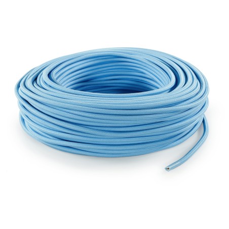 Câble électrique rond gainé de tissu coloré bleu