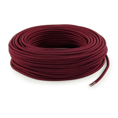 Câble électrique rond gainé de tissu coloré bordeaux