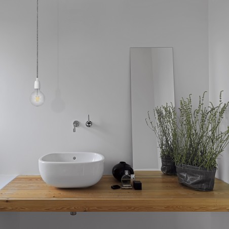 Portalampada E27 in porcellana bianco