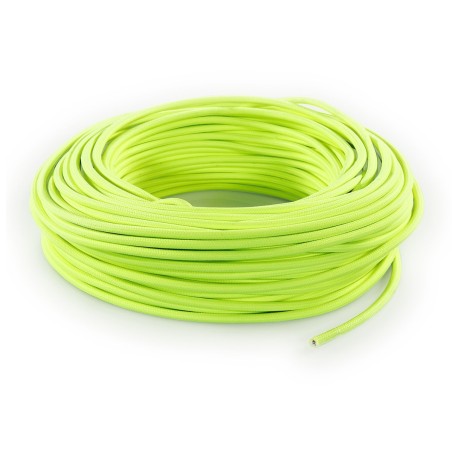 Câble électrique rond gainé de tissu coloré jaune