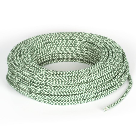Cable eléctrico redondo recubierto de tela de color color crema y petroleo