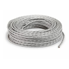Geflochtenes, textilummanteltes Elektrokabel in Silber 2