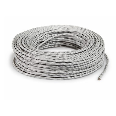 Geflochtenes, textilummanteltes Elektrokabel in Silber