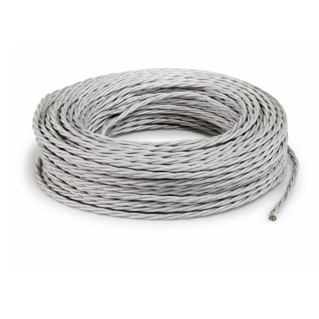 Geflochtenes, textilummanteltes Elektrokabel in Silber